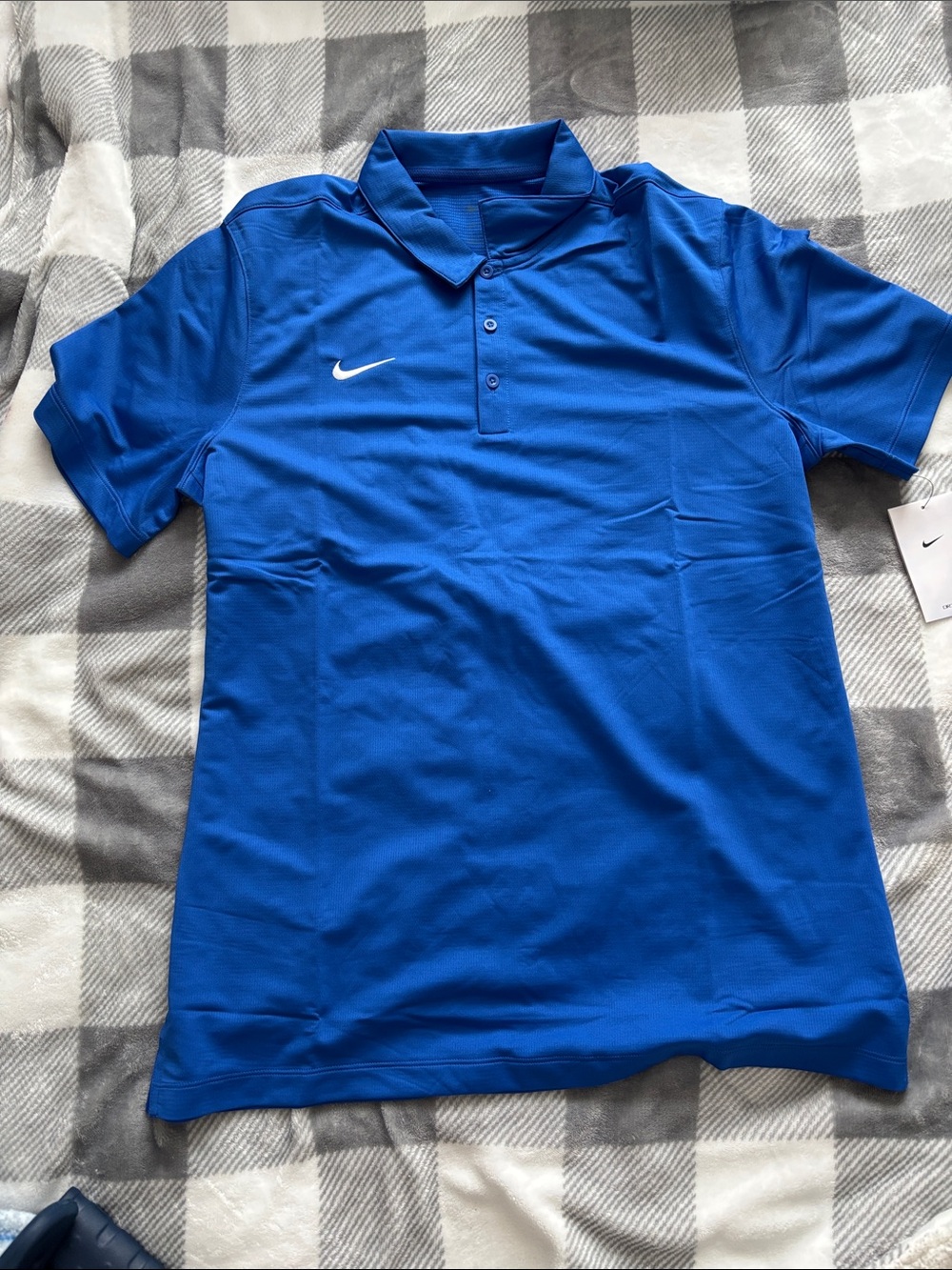 Nike Men’s Bright Blue Polo with White Swoosh
